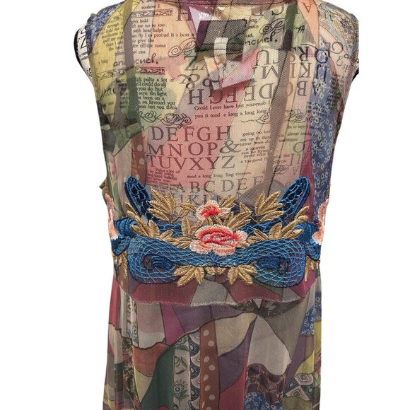 NWT Johnny Was Embroidered Cassia Mesh with Slip Dress Large Midi Art Fairy Boho - Picture 7 of 10